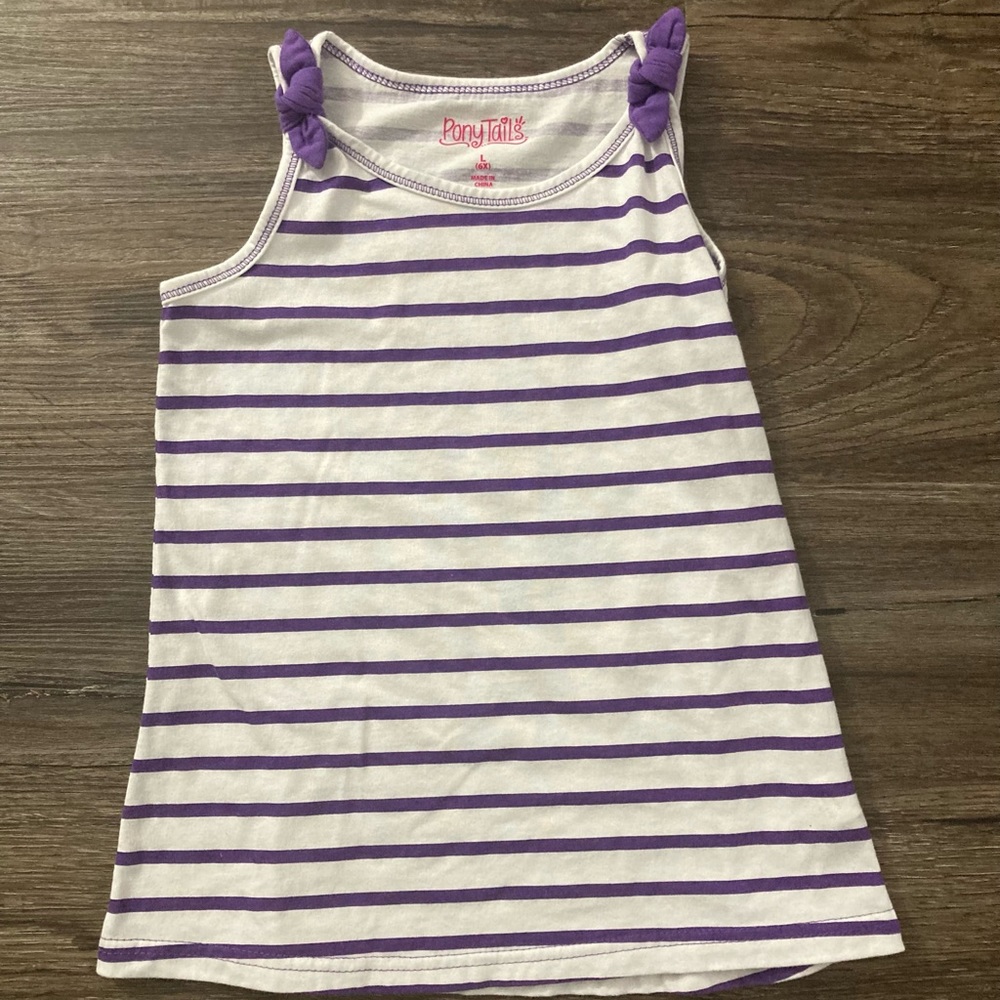 White Tank Top with Purple Stripes